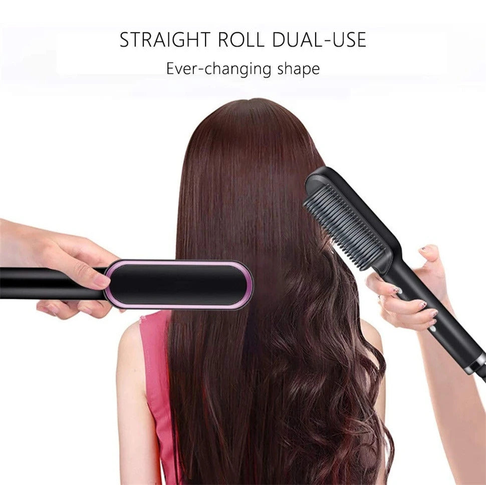 Cross-border Popular Hair Straightener Brush Negative Ion Hair Straightener