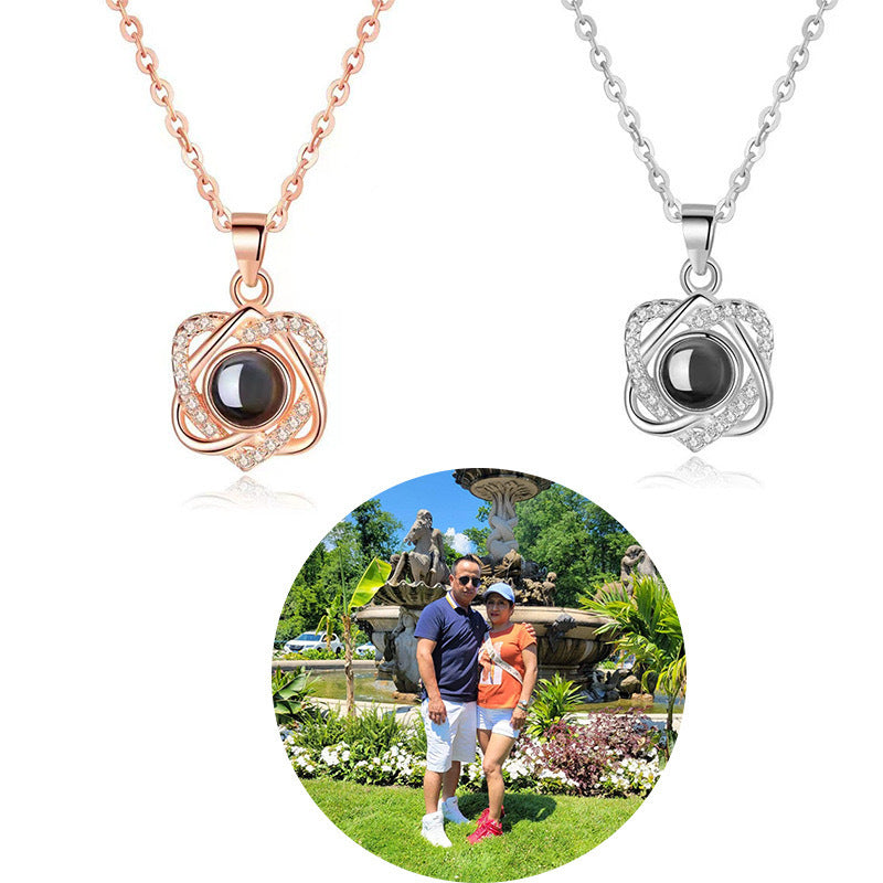 S925 Sterling Silver Double Love Projection Necklace Women&#039;s Collarbone Chain Japanese And Korean Simple Student Mori Heart Pendant Neck Chain