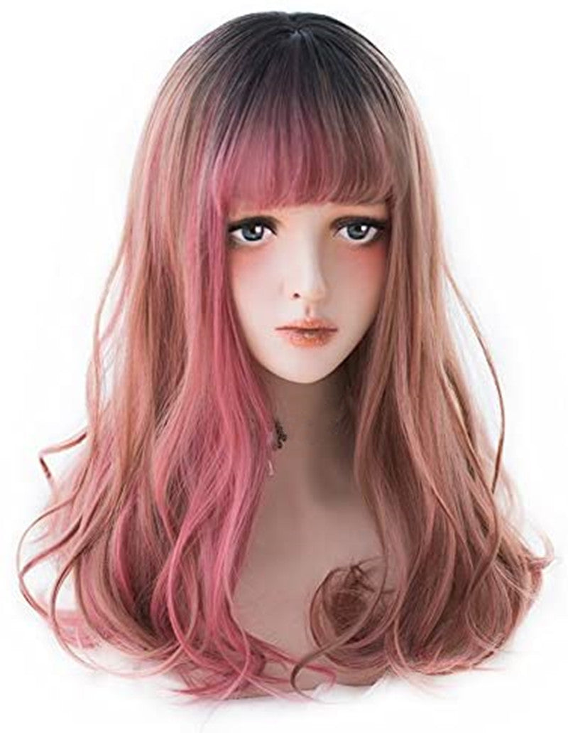 Wigs European And American Fashion Wigs New Products Dyeing Highlighting Multicolor Gradient Long Curly Hair Set Wig Headgear Wholesale