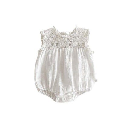 Summer New Baby Girl Lace Vest Romper Baby Jumpsuit Western Style Sisters Wear Outwear