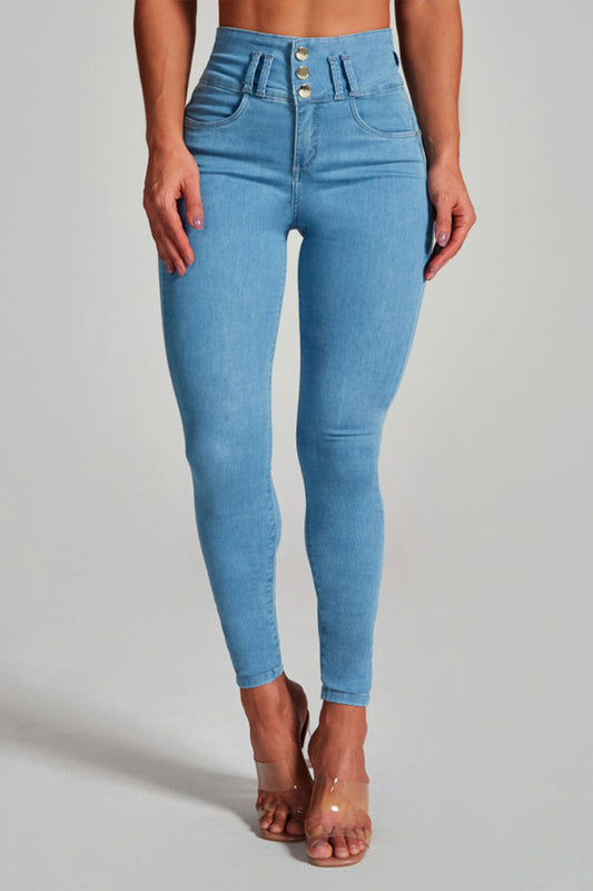 New Women&#039;s High Waist Tight Stretch Shaping Hip Jeans Women Jeans