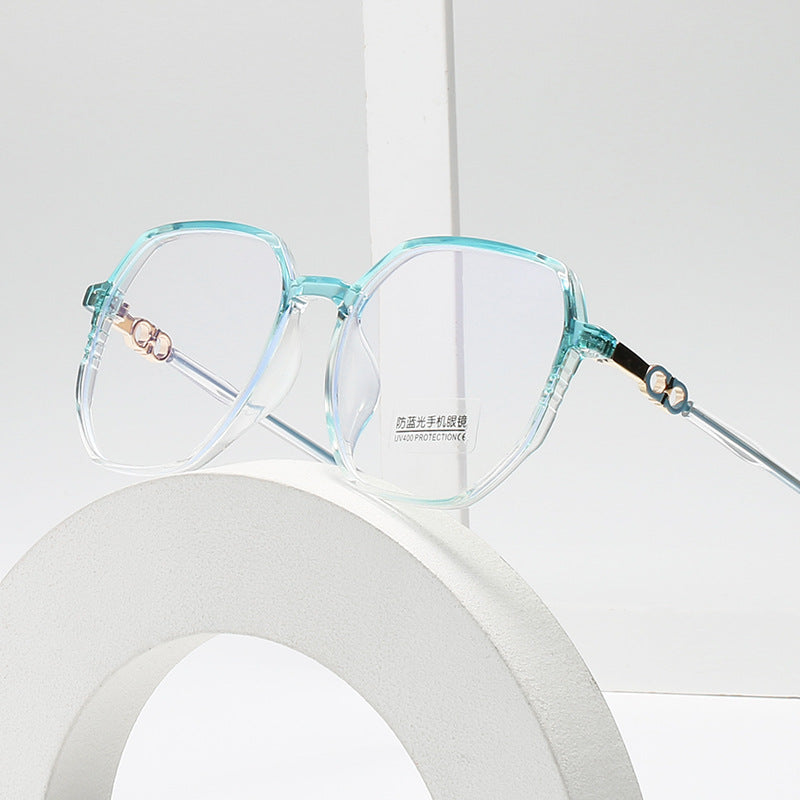2021 New Anti-blue Light Glasses Female TR Korean Version Of The Trendy Style Plain Net Red Flat Glasses Frame Students Myopia Finished Products