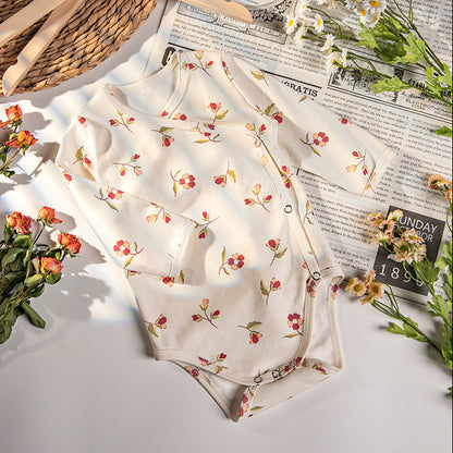 Baby Summer Air-conditioned Clothes Thin Bamboo Cotton Long-sleeved Jumpsuit Baby Romper