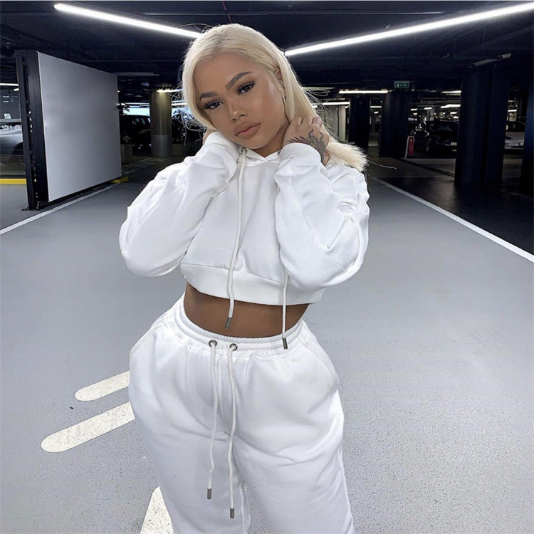 2022 Summer New Products Large Size Solid Color European And American Fleece Women&#039;s Sports And Leisure Suits