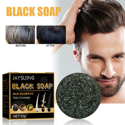 Jaysuing Black Hair Soap Black Thick Hair Cleansing Scalp Soft Hair Strong Hair Fixing Shampoo Soap