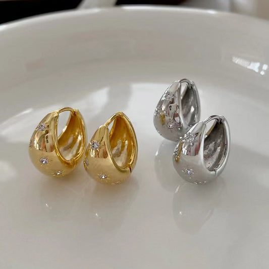 Water Drop Earrings 2023 New Arrival Trendy Metal Star Earrings Women&#039;s Elegant Korean-style Light Luxury Simple High-end Sense Earrings