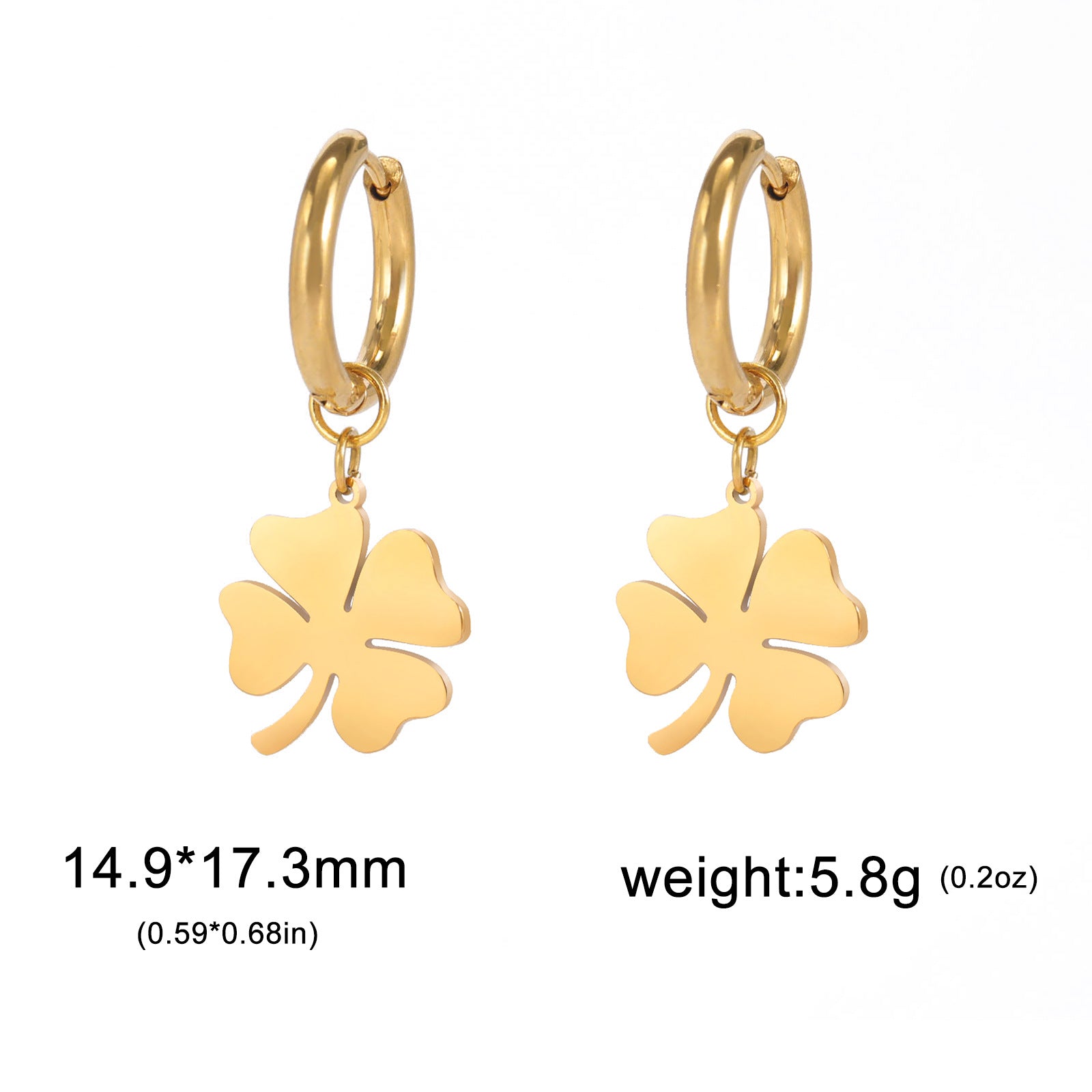 Lucky Four-leaf Clover 304 Material Stainless Steel Earrings