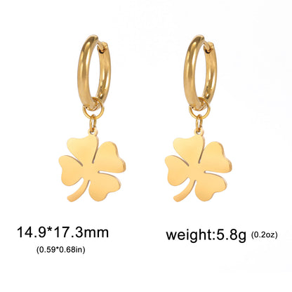 Lucky Four-leaf Clover 304 Material Stainless Steel Earrings