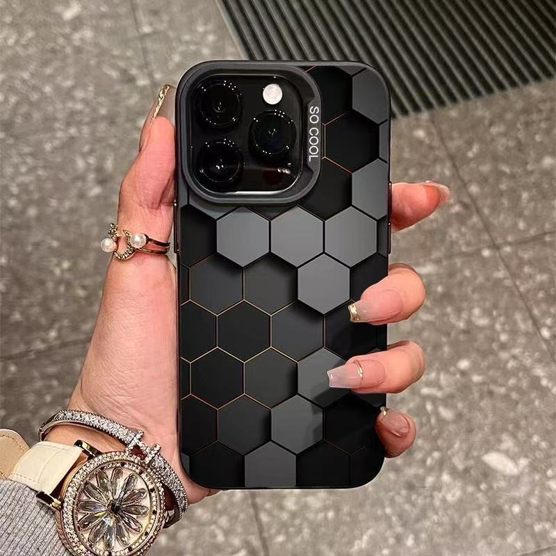 Three-dimensional Honeycomb For Apple 15 Mobile Phone Case IPhone14 Frosted 13pro Yuan Air Shell 12 Drop-resistant 11/xs
