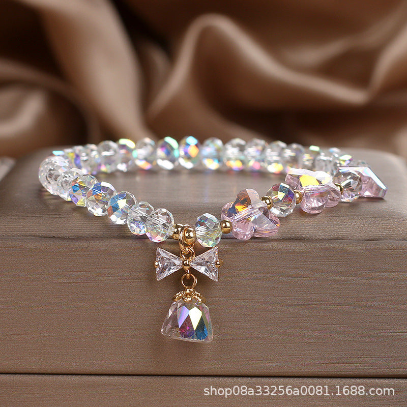 Colorful Crystal Bracelet For Women, Korean Style, Simple Forest Style, Elegant Butterfly Beaded Bracelet