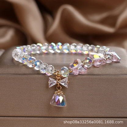 Colorful Crystal Bracelet For Women, Korean Style, Simple Forest Style, Elegant Butterfly Beaded Bracelet