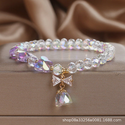 Colorful Crystal Bracelet For Women, Korean Style, Simple Forest Style, Elegant Butterfly Beaded Bracelet