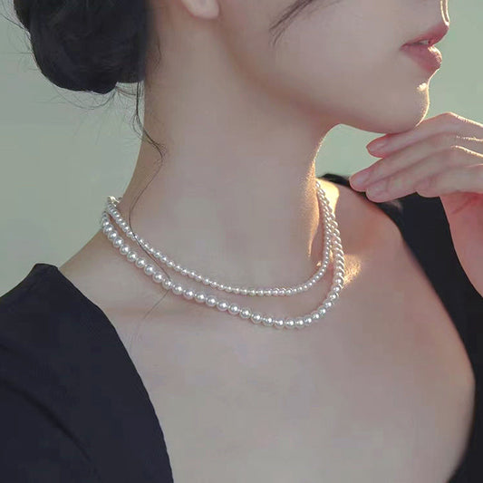 Extremely Small Bead Necklace 2023 New Style Elegant All-match Niche Design French Style Light Luxury Women&#039;s Small Pearl Clavicle Chain