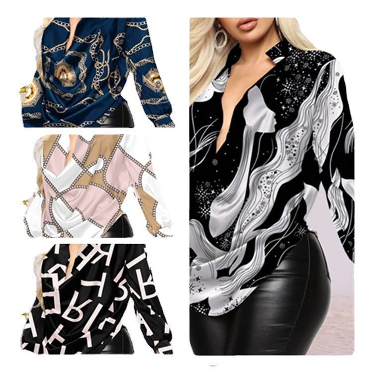 Sexy Long-sleeved Deep V-neck Top