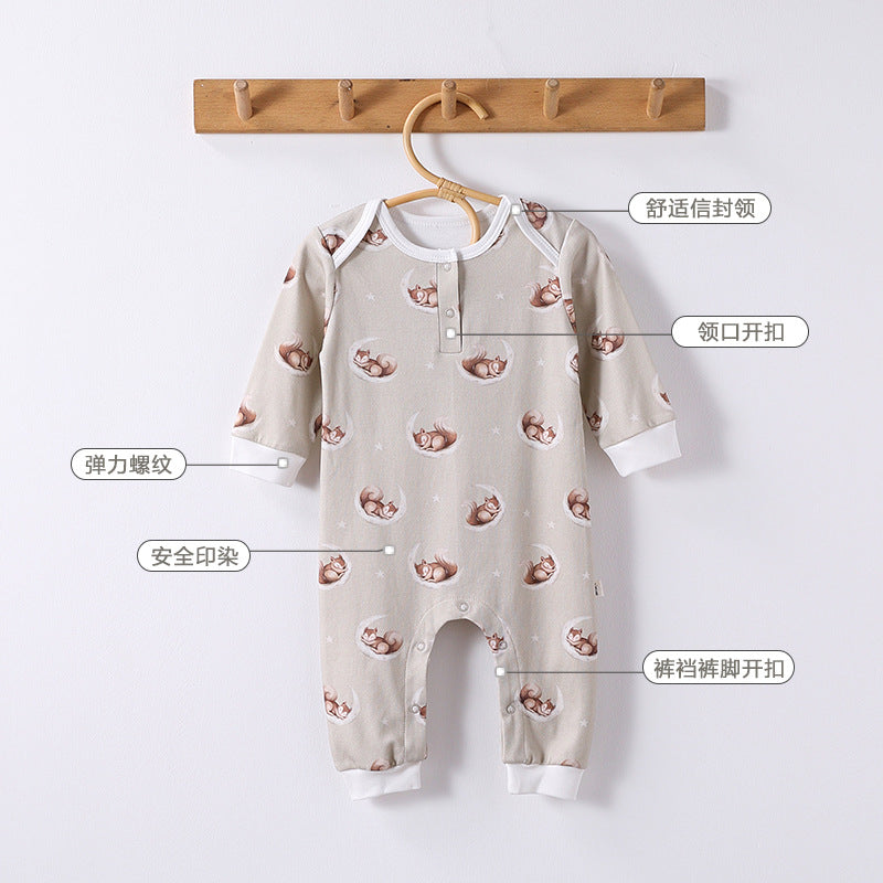 Baby Clothes Autumn Cotton Baby Jumpsuit For Boys And Girls Baby Harper Climbing Clothes Spring And Autumn Base Home Pajamas