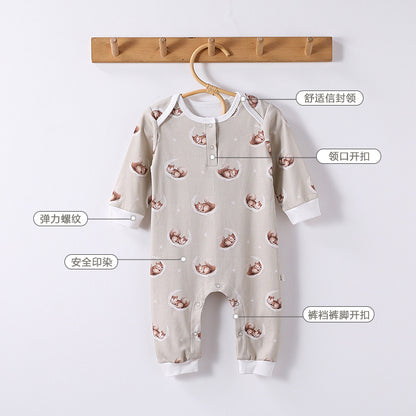 Baby Clothes Autumn Cotton Baby Jumpsuit For Boys And Girls Baby Harper Climbing Clothes Spring And Autumn Base Home Pajamas