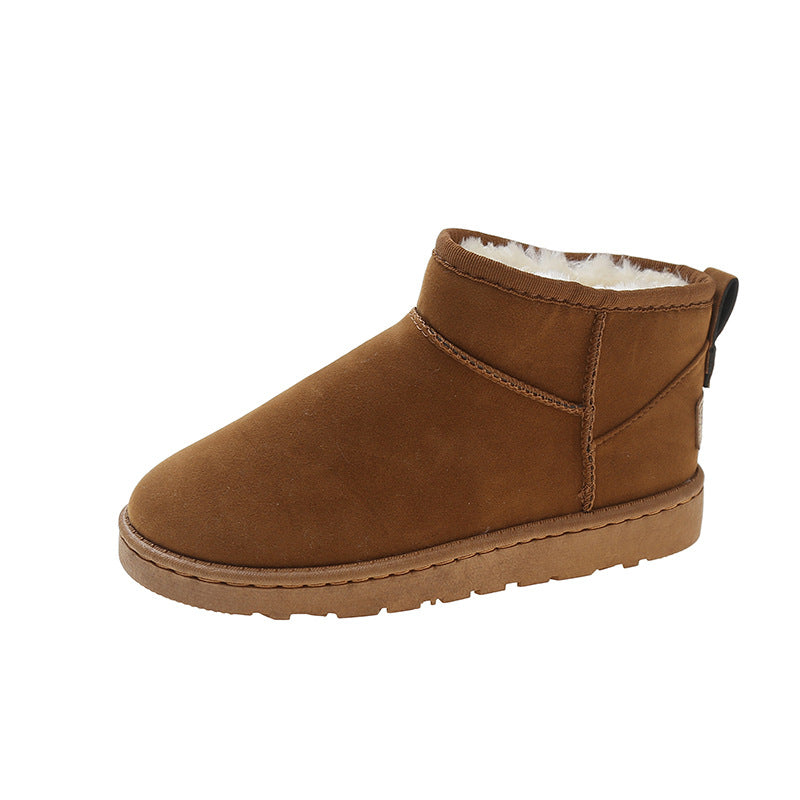Snow Boots Women&amp;#039;s Retro Round Toe Ins Tide Plus Velvet Cotton Shoes Students Flat Short Cotton Boots
