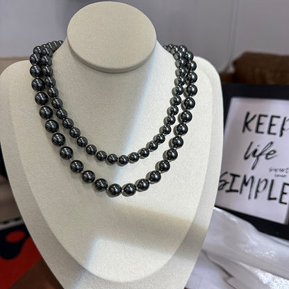 New Tahidi Black Shijia Pearl Necklace Women&#039;s High-grade Niche Versatile Autumn And Winter Stacked Sweater Chain Jewelry