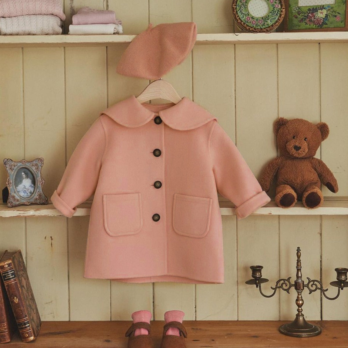 Girls&#039; Woolen Overcoat Winter New Baby High-end Woolen Thickened Coat Baby Mid-length Top