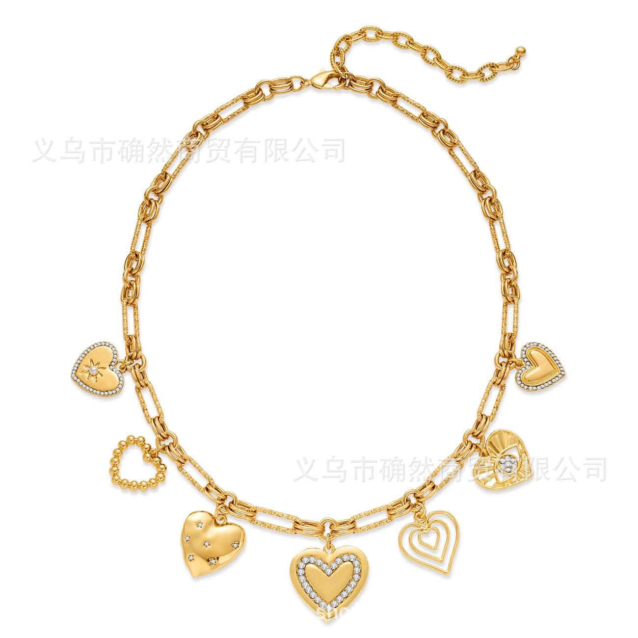 Spot European And American Gold Heart Necklace For Women Different Heart Shape Pendants Gold Pendants Sun Heart Shape Collarbone Chain