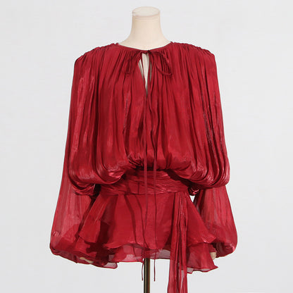 European And American Sexy Sweet And Spicy Style Dress 2025 New Loose Lazy Long Sleeve Strap Slim-fit Short Dress For Women