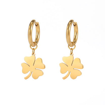 Lucky Four-leaf Clover 304 Material Stainless Steel Earrings