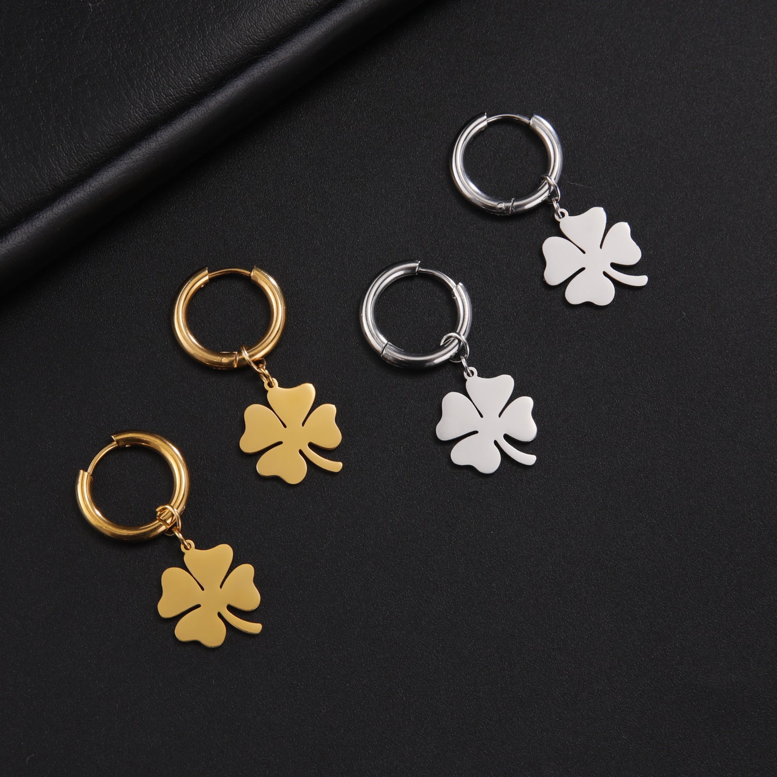 Lucky Four-leaf Clover 304 Material Stainless Steel Earrings