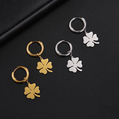 Lucky Four-leaf Clover 304 Material Stainless Steel Earrings