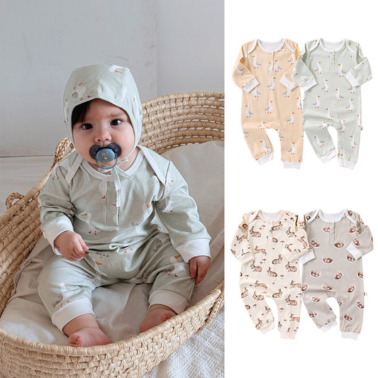 Baby Clothes Autumn Cotton Baby Jumpsuit For Boys And Girls Baby Harper Climbing Clothes Spring And Autumn Base Home Pajamas