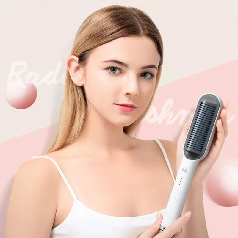 Cross-border Popular Hair Straightener Brush Negative Ion Hair Straightener