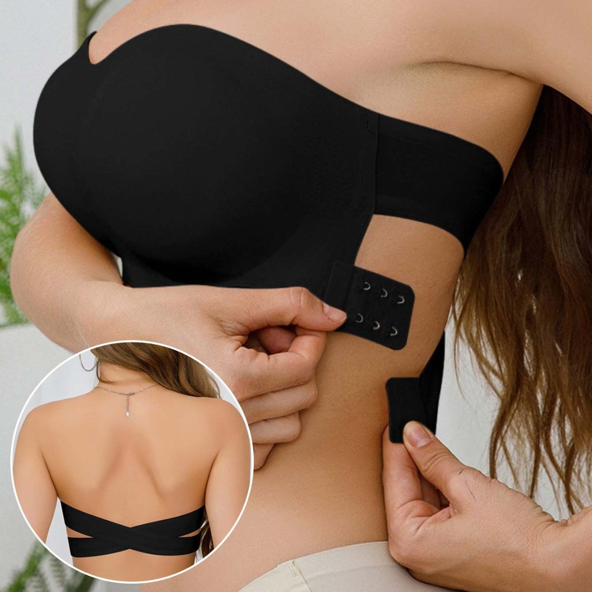 Women&#039;s Strapless Bra Cross Side Buckle Underwear Temu Shein