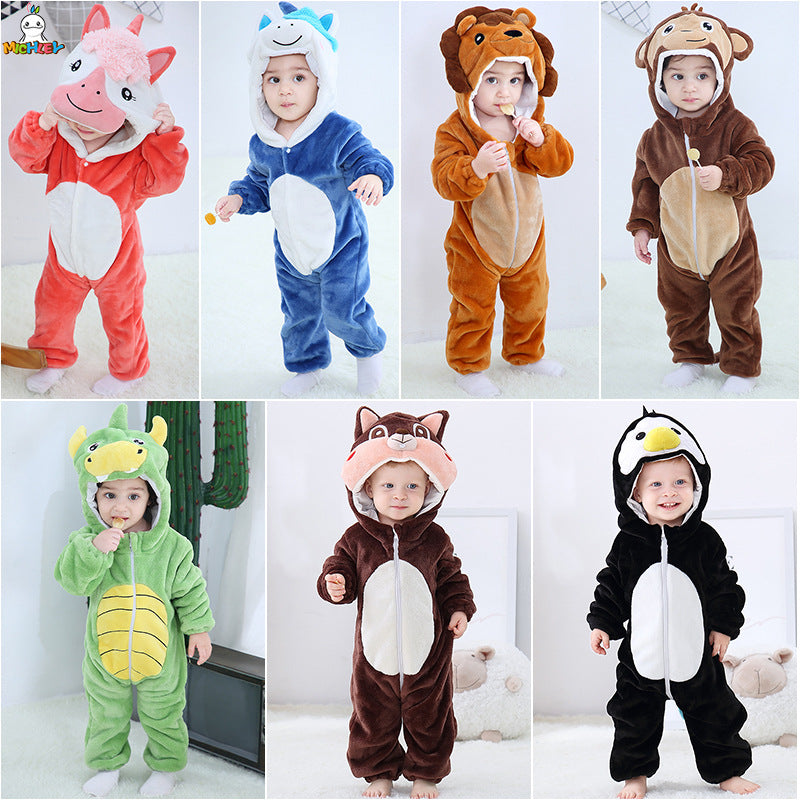MICHLEY Autumn And Winter New Baby Clothes Newborn Baby One-piece Romper Cartoon Children Animal Romper