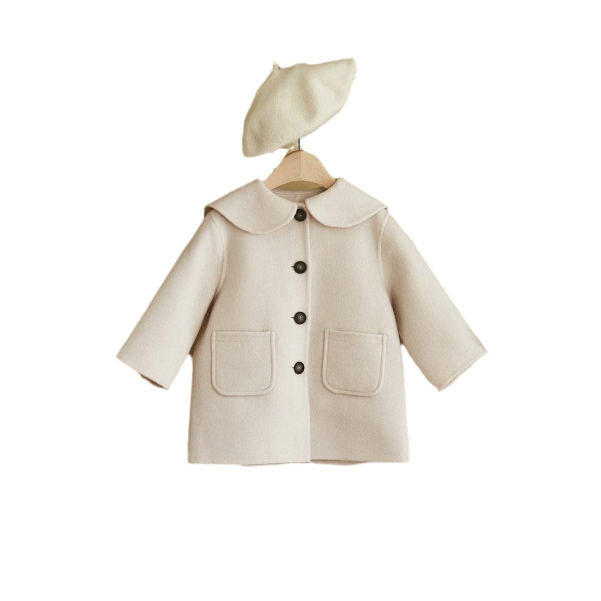 Girls&#039; Woolen Overcoat Winter New Baby High-end Woolen Thickened Coat Baby Mid-length Top