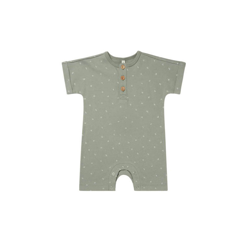 1a Ins Wind Baby Clothes Cotton Male Baby Thin Section Romper Summer Short-sleeved Jumpsuit Female Baby Chest Open Romper