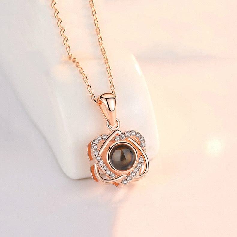 S925 Sterling Silver Double Love Projection Necklace Women&#039;s Collarbone Chain Japanese And Korean Simple Student Mori Heart Pendant Neck Chain