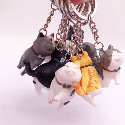 Creative New Vinyl Cartoon Kitten Key Chain Cat Pet Shop Gift Accessories Bag Car Key Chain