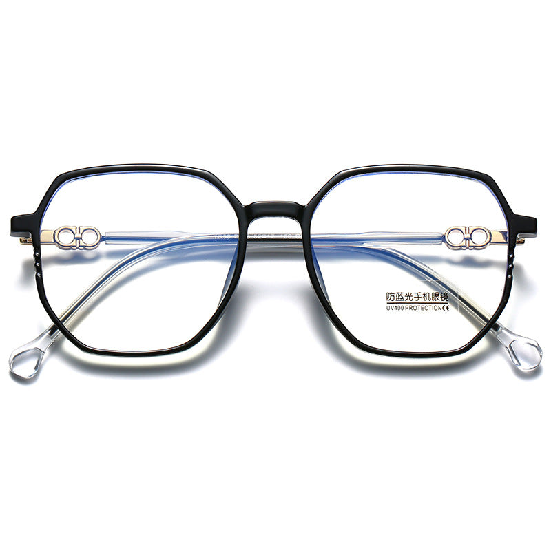 2021 New Anti-blue Light Glasses Female TR Korean Version Of The Trendy Style Plain Net Red Flat Glasses Frame Students Myopia Finished Products