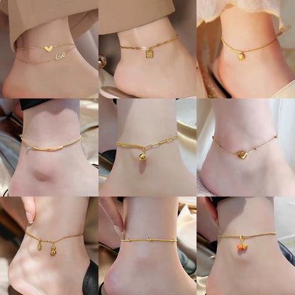 Titanium Steel Non-fading Bell Anklet 2024 New Trendy Niche Design 18K Gold Plated High-end Anklet Anklet For Women