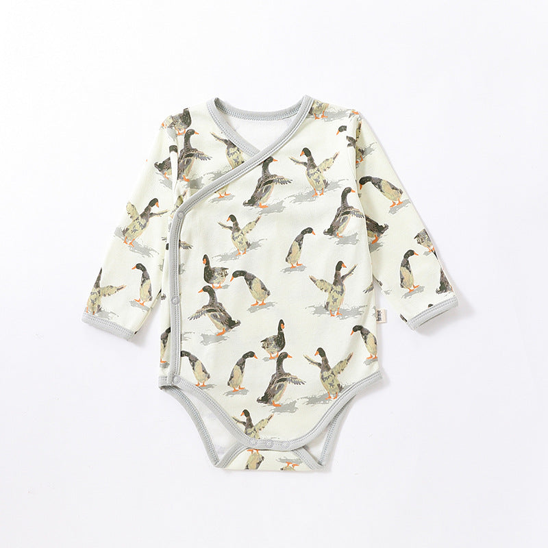 1c Baby Clothes Baby Spring Cotton Jumpsuit Long-sleeved Triangle Romper Romper Baby Bottoming Bag Fart Clothing