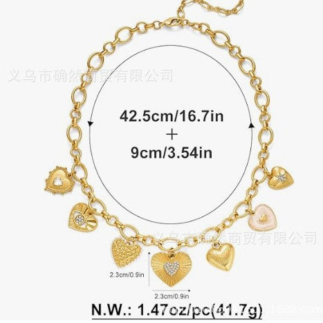 Spot European And American Gold Heart Necklace For Women Different Heart Shape Pendants Gold Pendants Sun Heart Shape Collarbone Chain