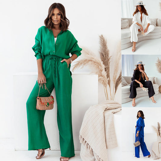 2022 European And American Independent Station INS New Products Loose Solid Color Long-sleeved Shirts Casual Suits Women&#039;s Fashion Wholesale