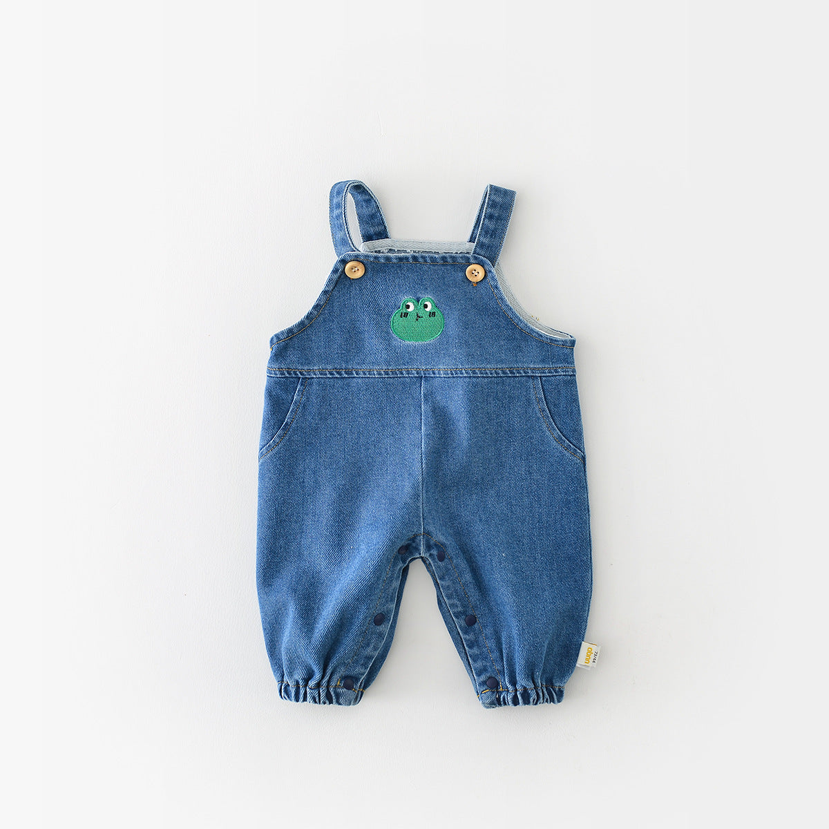 Spring New Baby Denim Overalls Baby Cartoon Frog Series 0-3 Years Old Washed Denim Pants