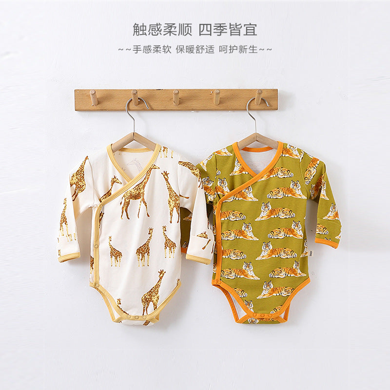 1c Baby Clothes Baby Spring Cotton Jumpsuit Long-sleeved Triangle Romper Romper Baby Bottoming Bag Fart Clothing