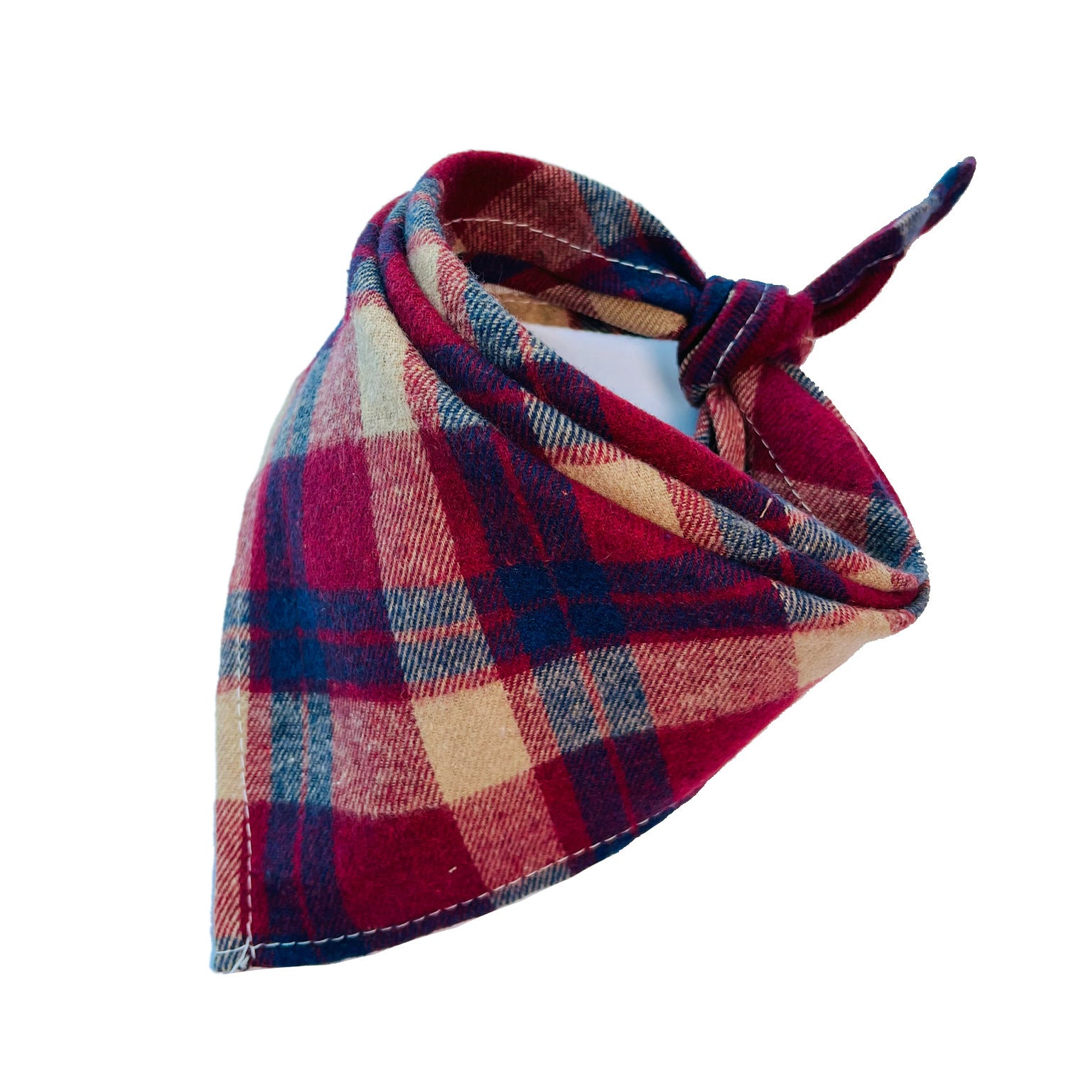 XL-Pet Dog Cat Scotland Thickened Flannel Triangular Scarf Cotton Velvet Lace-up Decorative Bib Scarf