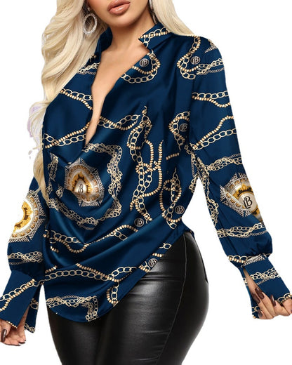 Sexy Long-sleeved Deep V-neck Top