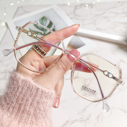 2021 New Anti-blue Light Glasses Female TR Korean Version Of The Trendy Style Plain Net Red Flat Glasses Frame Students Myopia Finished Products