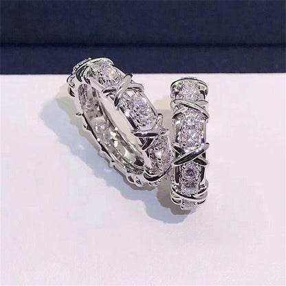 Cross XO-shaped Diamond Ring Female Gold Plated Gold Simulation Mo Diamond Ring Lovers Ring