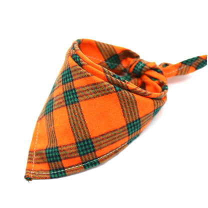 XL-Pet Dog Cat Scotland Thickened Flannel Triangular Scarf Cotton Velvet Lace-up Decorative Bib Scarf