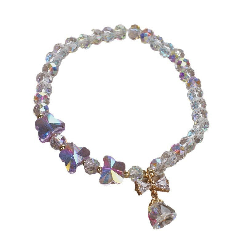 Colorful Crystal Bracelet For Women, Korean Style, Simple Forest Style, Elegant Butterfly Beaded Bracelet