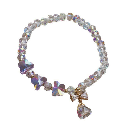 Colorful Crystal Bracelet For Women, Korean Style, Simple Forest Style, Elegant Butterfly Beaded Bracelet